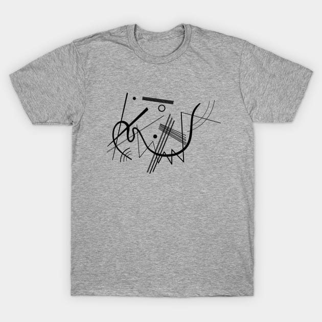 Kandinsky - Black and White Abstract Art T-Shirt by shamila